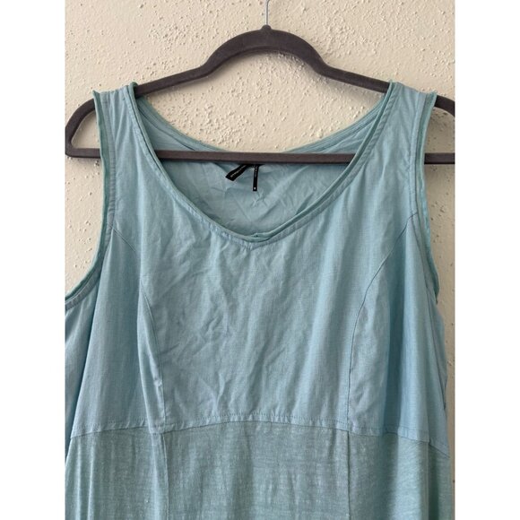 Stella Carakasi Aqua Linen Sleeveless V-Neck Flowy Asymmetrical Dress - Picture 11 of 12